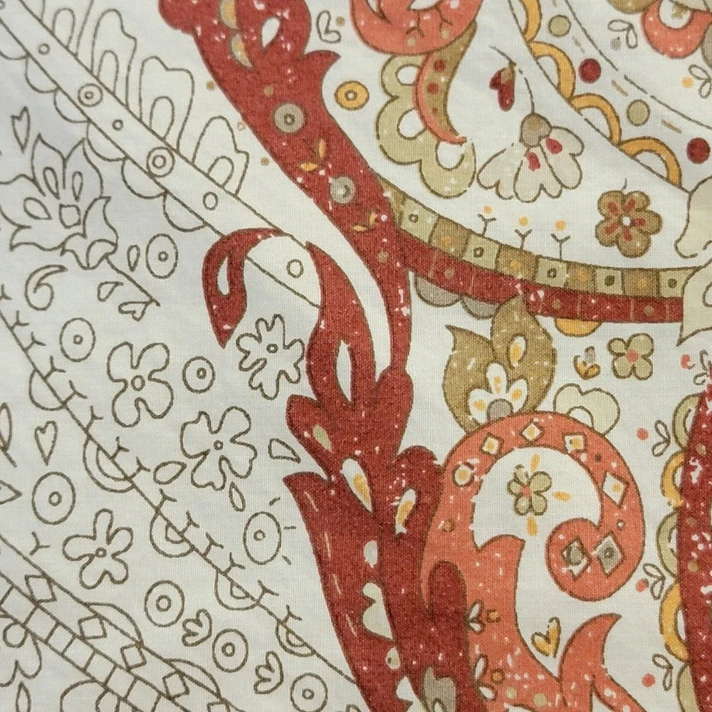 Pottery Barn King Duvet Cover 1 Sham Set Terracotta Red Damask Medallion Cotton